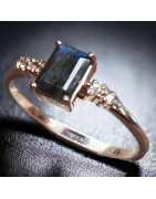 Bague Labradorite Argent 925 plaqué or rose