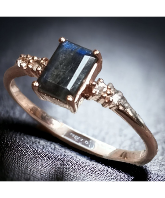 Bague Labradorite Argent 925 plaqué or rose