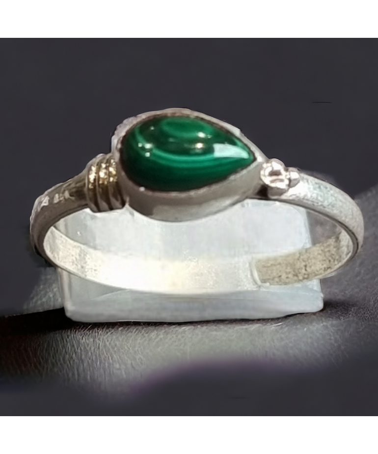 Bague Malachite Argent 925 Taille 58