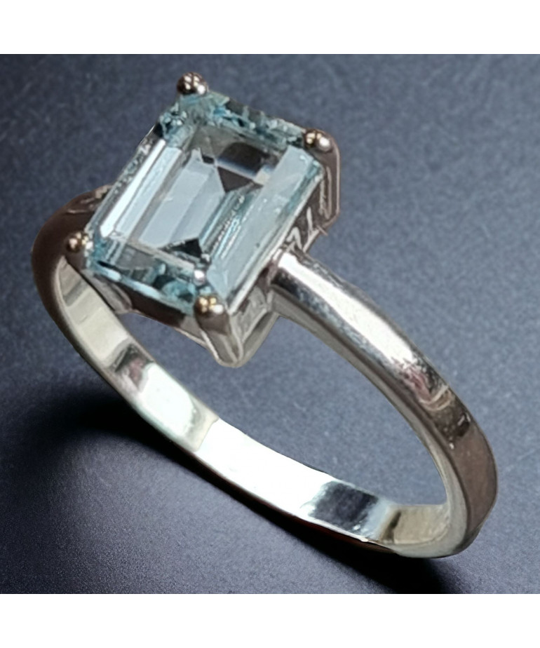 Bague Topaze bleue Argent 925 Taille 57