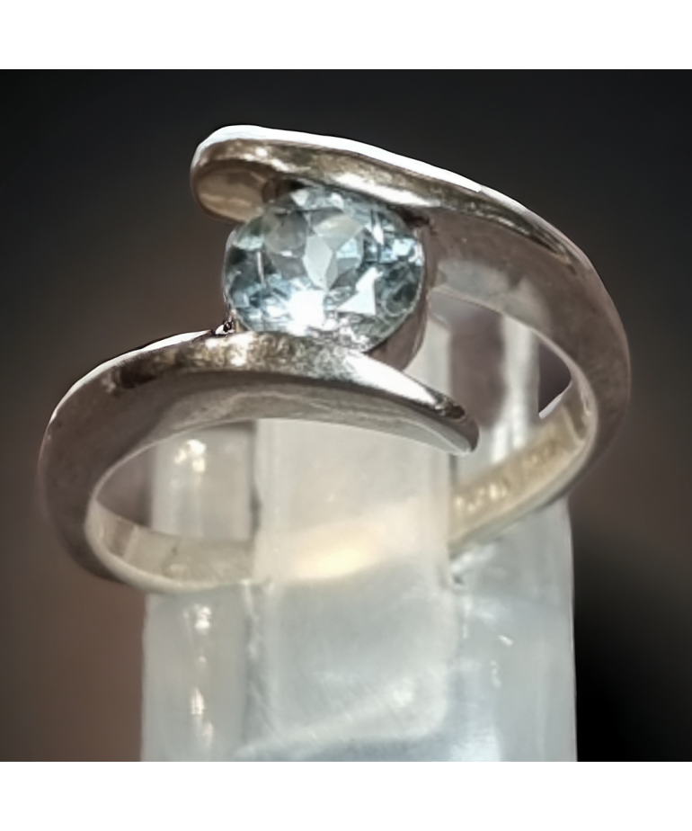 Bague Topaze bleue Argent 925 Taille 57