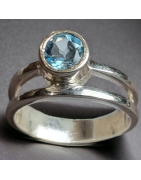 Bague Topaze bleue Argent 925 Taille 57