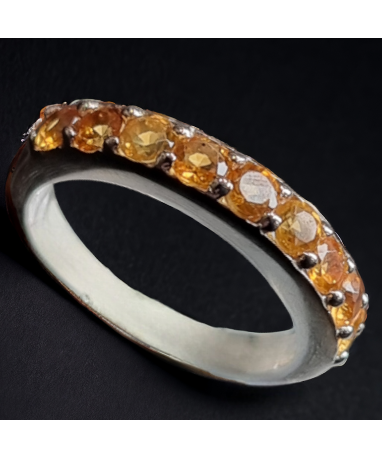 Bague Citrine Type Alliance Argent 925