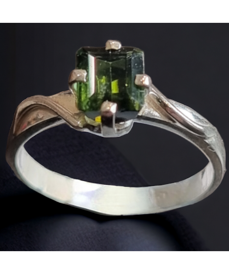 Bague Tourmaline verte Argent 925 Taille 52
