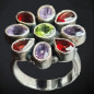 Bague Fleur Améthyste Péridot Grenat Argent 925