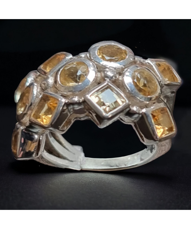 Bague Citrine naturelle Argent 925 Taille 56