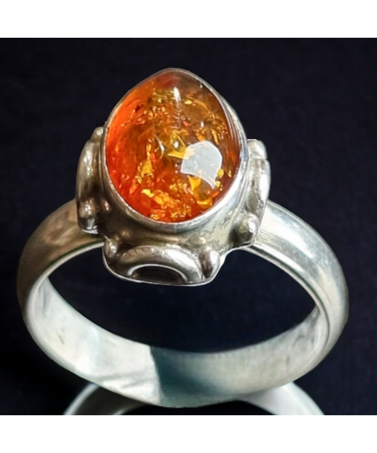 Bague Ambre baltique Argent 925 Taille 57