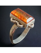 Bague Ambre baltique Argent 925 Taille 58