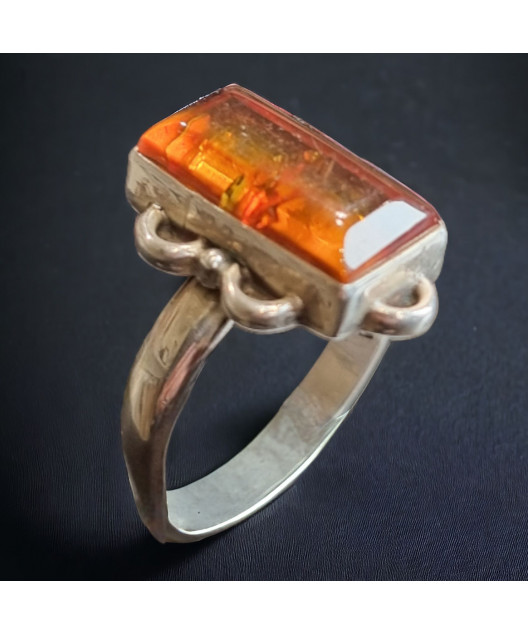 Bague Ambre baltique Argent 925 Taille 58
