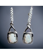 Boucles Opale blanche & Zirconium Argent 925