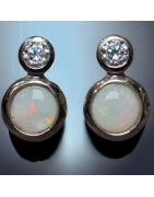 Boucles Opale blanche & Zirconium Argent 925