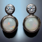 Boucles Opale blanche & Zirconium Argent 925