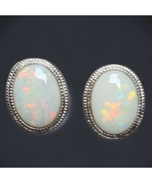 Boucles Opale blanche Argent 925