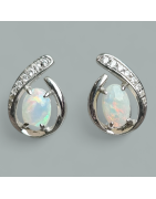 Boucles Opale blanche & Zirconium Argent 925