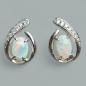 Boucles Opale blanche & Zirconium Argent 925