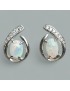 Boucles Opale blanche & Zirconium Argent 925