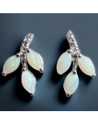 Boucles Opale blanche & Zirconium Argent 925