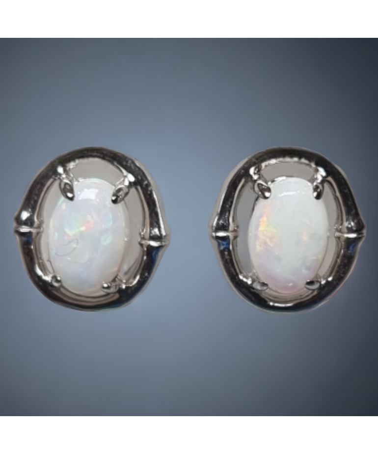 Boucles Opale blanche Argent 925