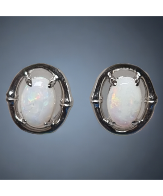 Boucles Opale blanche Argent 925