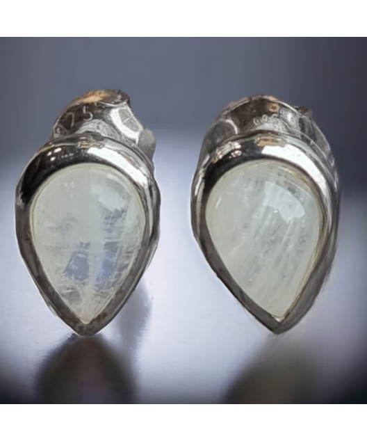 Boucles Pierre de lune sertie Argent 925