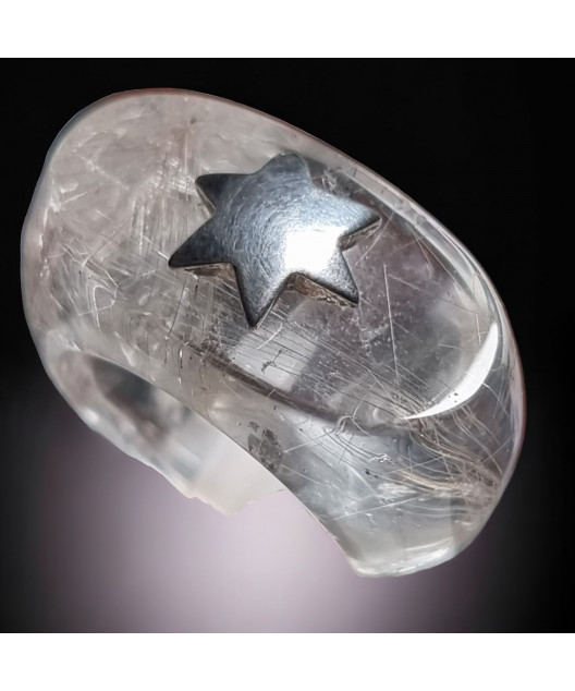 Bague Quart rutile pierre & Etoile Argent Taille 56