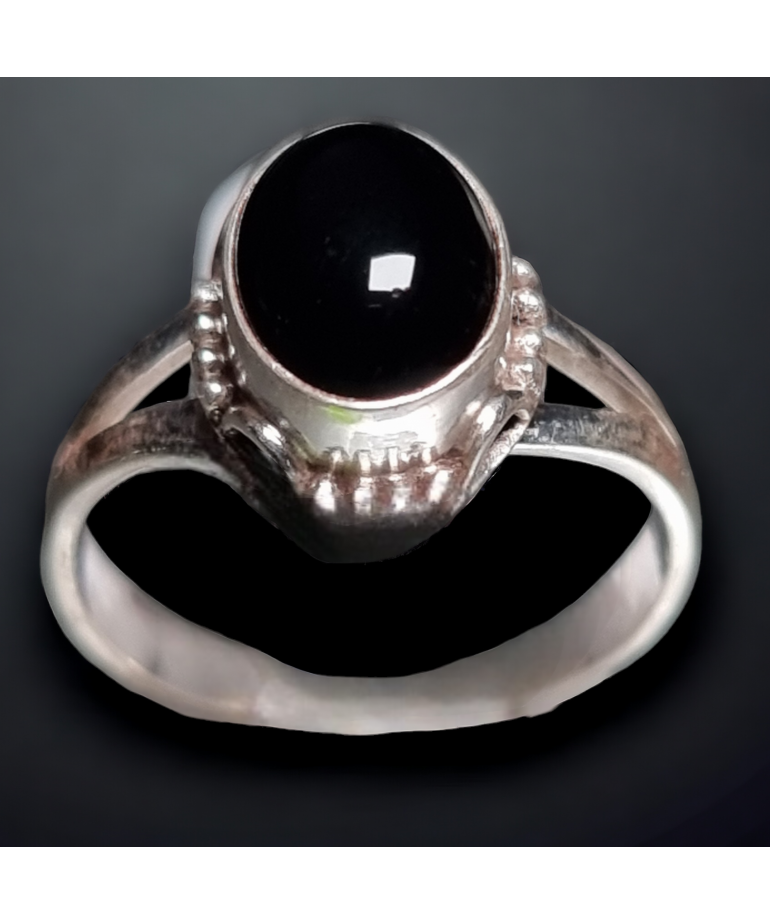 Bague Onyx Noir Argent 925 Taille 54