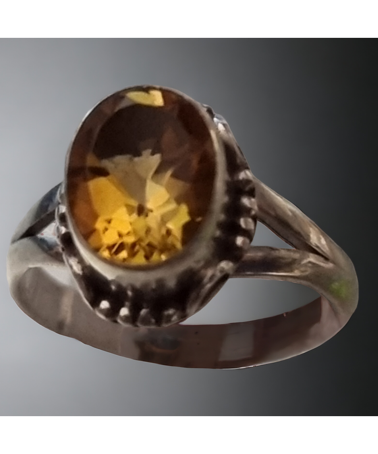 Bague Citrine Argent 925 Taille 52