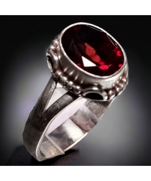 Bague Grenat Argent 925 Taille 52