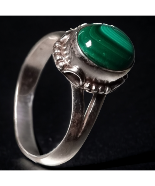 Bague Malachite Argent 925 Taille 51