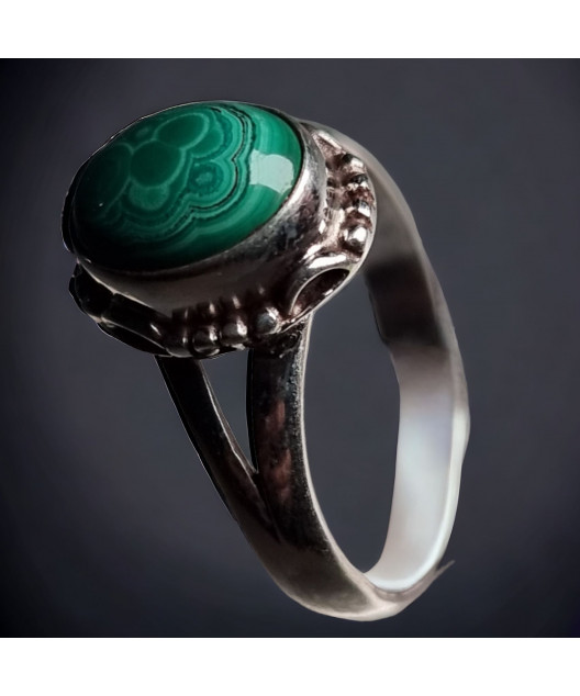 Bague Malachite Argent 925 Taille 53