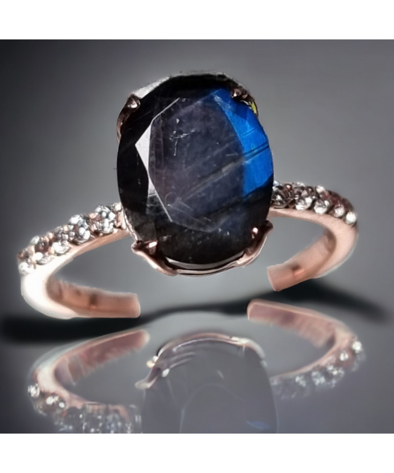 Bague Labradorite Argent 925 Plaqué or