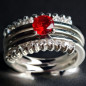 Bague Zirconium & Rubis de synthèse 2 en 1 modulable Métal argenté Taille 52