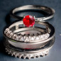 Bague Zirconium & Rubis de synthèse 2 en 1 modulable Métal argenté Taille 52