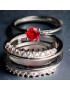 Bague Zirconium & Rubis de synthèse 2 en 1 modulable Métal argenté Taille 52
