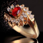 Bague Zirconium & Rubis Plaquée or Taille 61