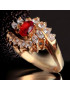 Bague Zirconium & Rubis Plaquée or Taille 61