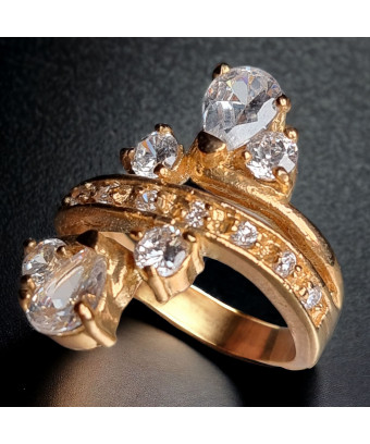 Bague Zirconium Plaquée or Taille 54
