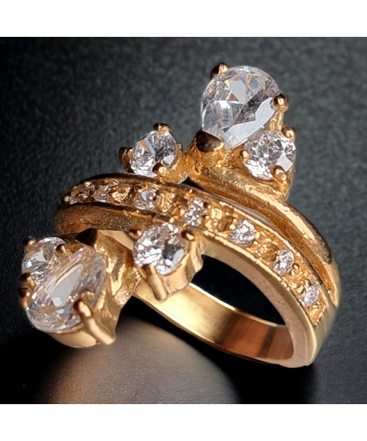 Bague Zirconium Plaquée or Taille 54