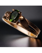 Bague Tourmaline verte Plaquée or Taille 56