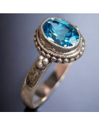 Bague Topaze bleue Argent 925 Taille 53