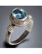 Bague Topaze bleue Argent 925 Taille 57
