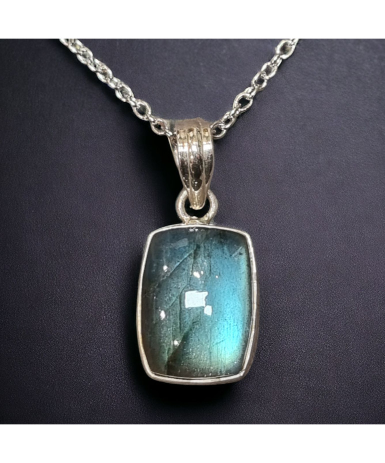 Pendentif Labradorite Argent 925 avec chaîne