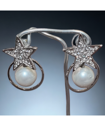 Boucles d'oreilles Perles fantaisie & Swarovski Etoiles