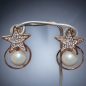 Boucles Perles fantaisie & Swarovski Etoiles dorées