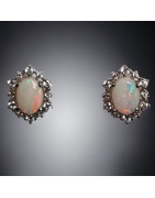 Boucles Opale blanche & Zirconium Argent 925