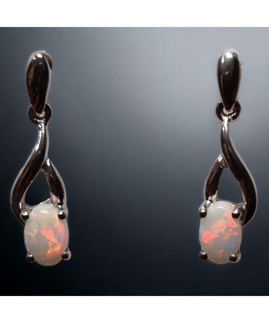 Boucles Opale blanche Argent 925