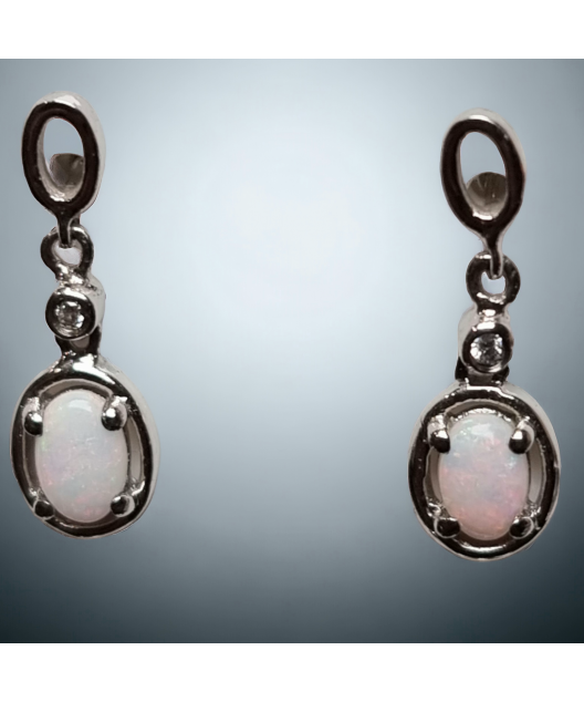 Boucles Opale blanche Argent 925