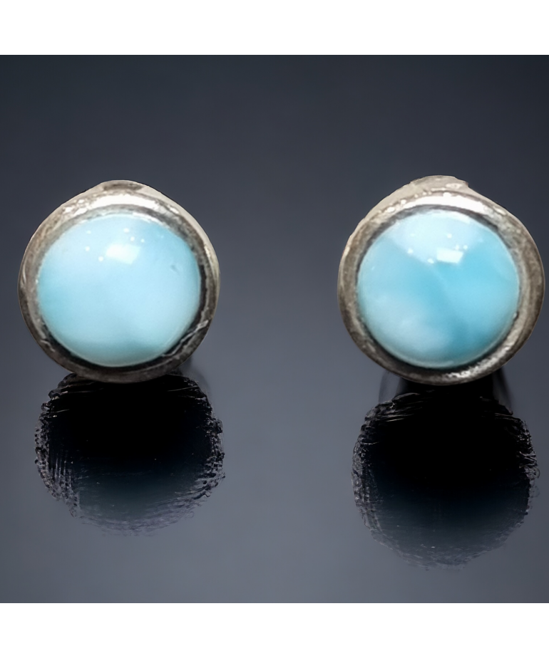 Boucles d'oreilles Larimar rondes Argent 925