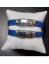 Bracelet Homme Acier & Cuir tressé bleu