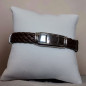 Bracelet Acier & Cuir marron tressé